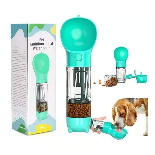 BOTELLA PORTATIL PARA MASCOTAS | 4 EN 1 MULTIFUNCIONAL